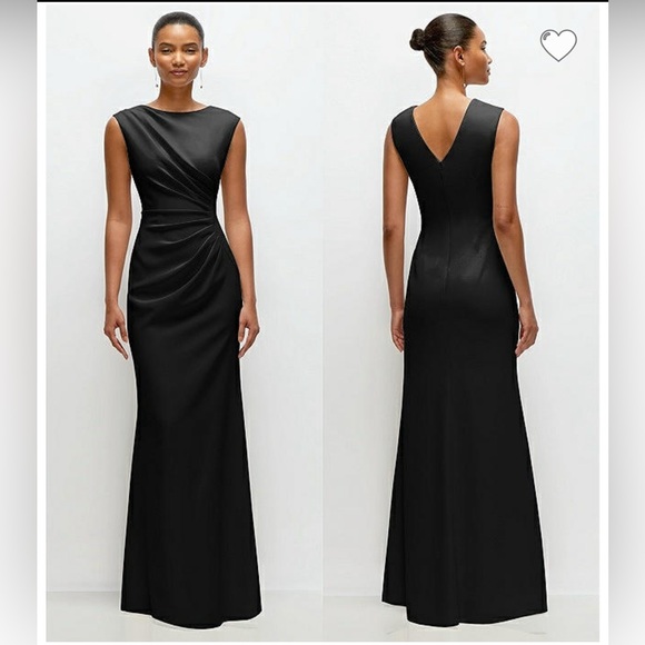 New After Six SLEEVELESS CAP SHOULDER CREPE MAXI DRESS WITH TRUMPET SKIRT 6R - Picture 3 of 4